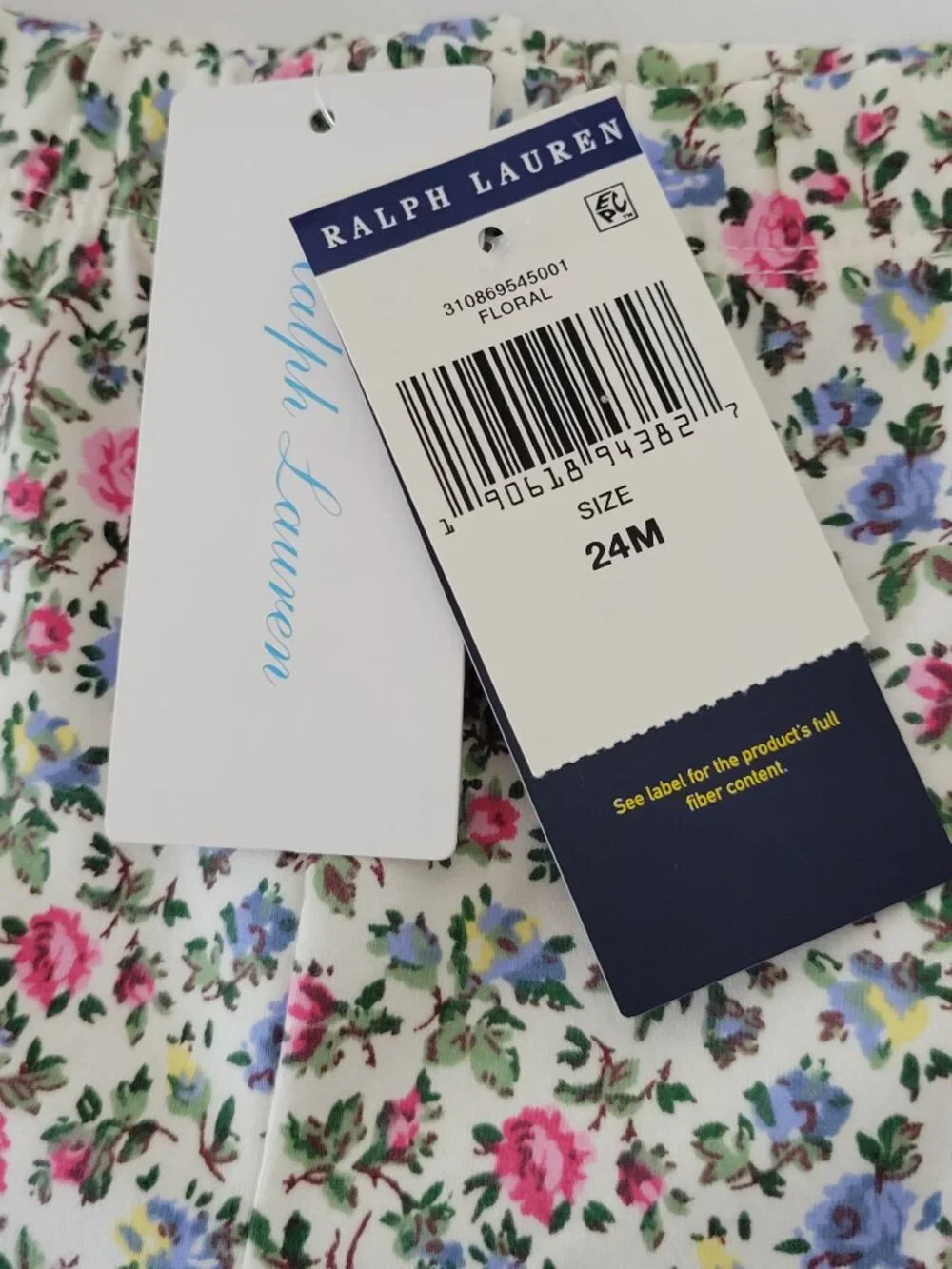 Polo Ralph Lauren Toddler Girls Floral Stretch Leggings & Pink T-Shirt Size 24M